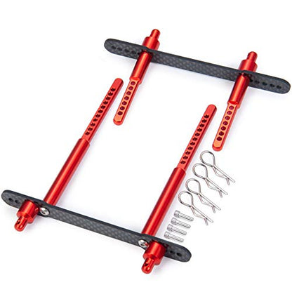 Que-T Metal Front Rear Body Mount for 1/10 Axial SCX10 II 90046 90047 (Red) - color: Red