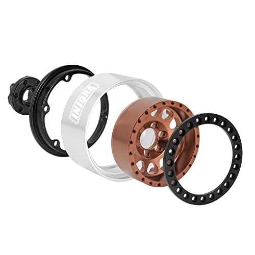 INJORA 1.9 Beadlock Wheel Deep Dish Negative Offset 10.4mm Wheel Rim for 1/10 RC Crawler Auto Axial SCX10 90046 AXI03007 TRX4 VS4-10 Gen8 MST CFX(Black＆Copper) - color: Black＆copper