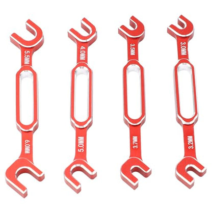 CCYLEZ Turnbuckle Nut Wrench, High Strength Aluminum Alloy RC Car Wrench Set for Drift Cars and RV Repairs (4PC, Red) - color: Red