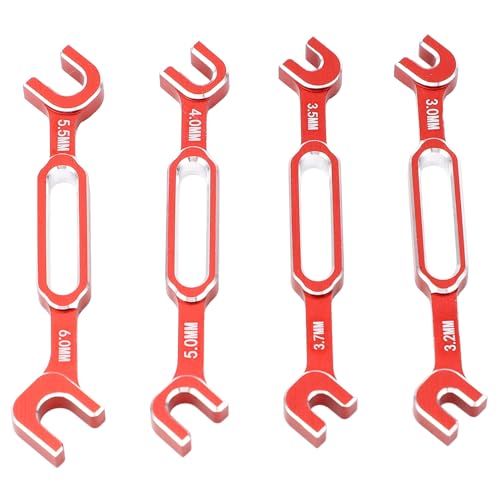 RC Car Wrench, 3.0 to 6.0mm Aluminum Alloy Turnbuckle Nut Ball Joint Remover Wrench Set, with Lightweight Durable Construction for Adjusting Ball Joints, Pull Rods, and Push Rods (Red) - color: Red