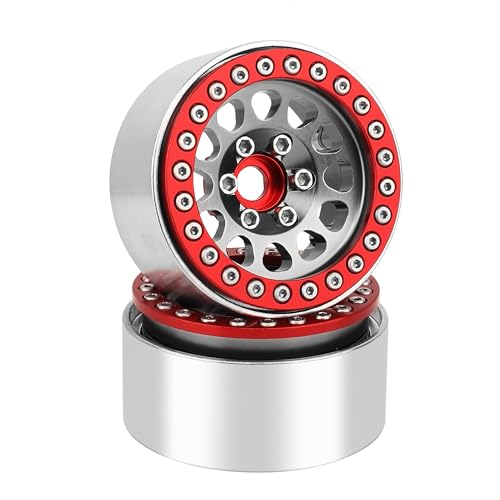 Aluminum 1.9 Beadlock Wheels Rims for 1/10 RC Crawler Axial SCX10 I II III Capra TRX4 TRX6 VS4-10 Gen8 MST CFX Upgrades Parts (red-Titanium) - color: Red-titanium