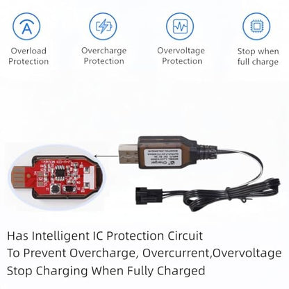 SM-3P Charger with SM-3PIN Plug for 7.4V 2S Lipo Battery RC Car RC Tank RC Boat Toys Universal 7.4V USB Charger Cable with Protection 2 Pack SM3P Charger