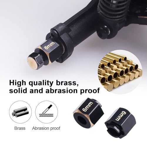 HobbyPark Brass Hex Extension for TRX4M Upgrades Parts Extended Wheel Hex Hubs Extenders Offset Spacers 1/18 RC Crawler Replacement of 9750 (6mm) - size: 6mm