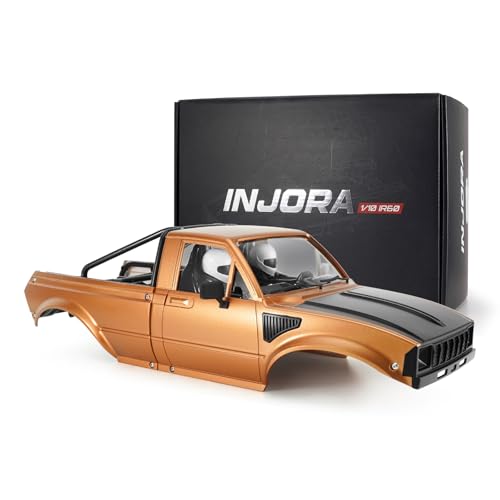 INJORA IR60 Hard Body with Interior & Bed Cage for 1/10 RC Crawler (Orange) - color: Orange