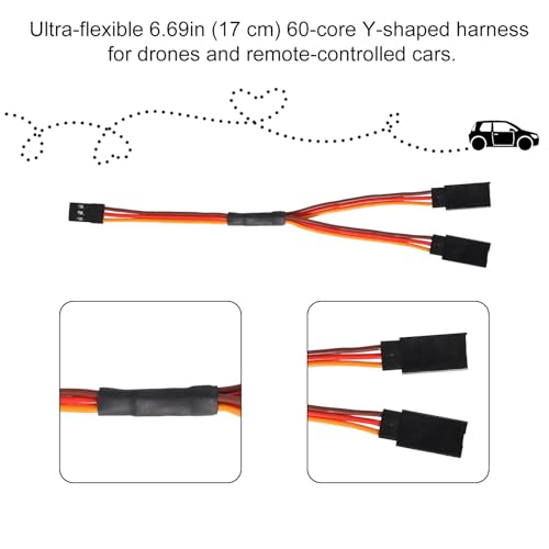 10pcs Servo Extension Cable & 6pcs Y Harness Splitter | 3.14in 6.69in Y Wire Harness Connector 4.72in 6.61in Male to Female for RC Car Drone Compatible with JR Futaba Spektrum - style: Style 2