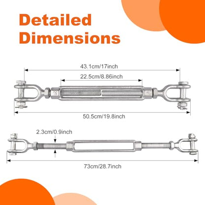 3/4 x 9 Inch Turnbuckle Forged Galvanized Steel Jaw and Jaw Turnbuckles for Cable Rail Rigging Rope Chain, 5,200 lbs Working Load Limit, 2PCS (3/4" X 9") - size: 3/4" X 9"