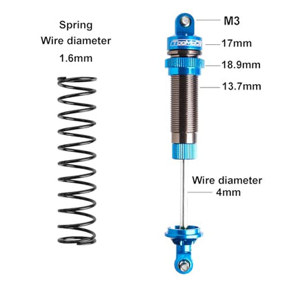 130MM Big Bore Oil Shock Absorbers Upgrade for 1/8 RC Buggies | Fits Arrma / Losi / Axial / Himoto / Hpi - Oil Damper Upgrade - Blue - color: blue