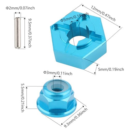 for H16BM RC Car Upgrade Aluminum Wheel Hex 16440 & Pins M20101 & M40 Wheel Lock Nut Spare Parts for 1/16 H16BM H16GT H16DR JC16EP and 1/14 H14BM 14209 14210 JC14EP 14301 14303 Trucks(Blue) - color: Blue