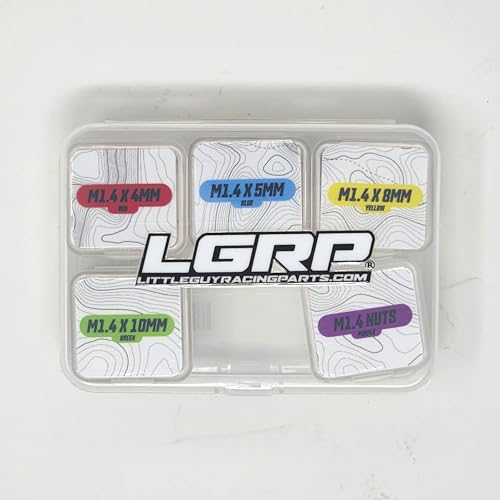LGRP® Little Guy Racing Parts Refuel Hex Head Bolt & Nut Hardware Kit 1.4mm (Silver) for SCX24 1/24 Scale RC Car Truck 4mm 5mm 8mm 10mm Screws & 1.4 Non Locking Nuts 300 Piece Total LGRFH003