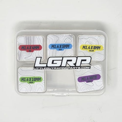 LGRP® Little Guy Racing Parts Refuel Hex Head Screw & Nut Hardware Kit 1.4mm (Black) for SCX24 1/24 Scale RC Car Truck 4mm 5mm 8mm 10mm Screws & 1.4 Non Locking Nuts 300 Piece Total LGRFH001