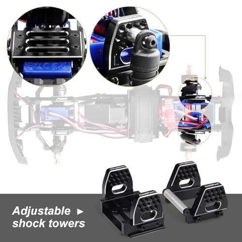 HobbyPark 59mm Aluminum Shocks for TRX4M 1/18 Crawler Shock Absorber Upgrade with Adjustable Shock Mounts Front & Rear Shock Towers (Red) - color: Red