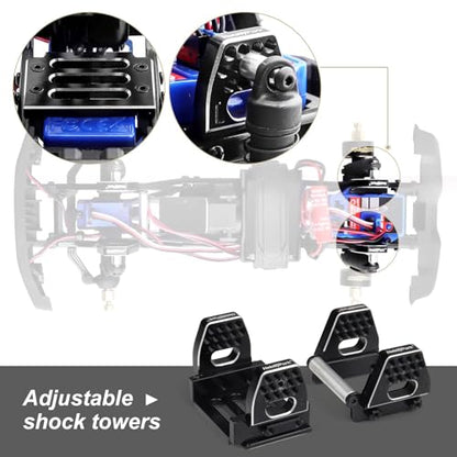 HobbyPark 59mm Aluminum Shocks for TRX4M 1/18 Crawler Shock Absorber Upgrade with Adjustable Shock Mounts Front & Rear Shock Towers (Red) - color: Red