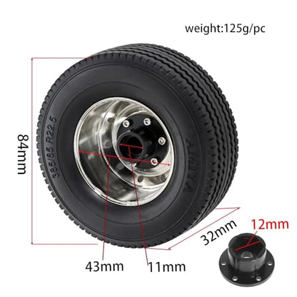 RC Repairs Models For Tamiya For Scania For Volvo For Actros For Man 1/14 Wheel Drive/Bearing Hub Rim Double Wheels Set RC Trailer Tractor Truck Car(2 Rear) - size: 2 Rear