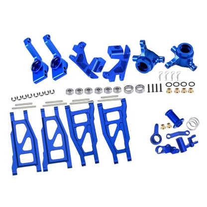 Upgrades Part for 1/10 Slash/Rustler/Stampede/Hoss 4x4 VXL 4wd,Alloy Caster Block,Steering Blocks,Rear Stub Axle Carriers,Steering Bellcranks,Suspension Arm,Blue (More Durable Arm) - color: Navyblue-upgrades Part