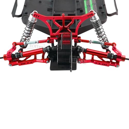 RC Front Rear Suspension A-Arms Upgrades Part for 1/10 Rustler VXL/Stampede VXL 2WD,Alloy Arms Hop Ups w/Tie Bar,Replace 3631 3655,Red - color: Red - 1 set