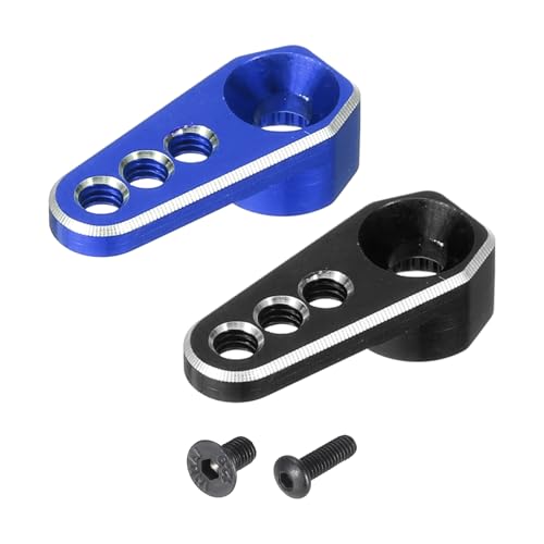 MECCANIXITY 2pcs Aluminum Alloy 1/18 25T Steering Servo Arm Horn Black/Dark Blue for DIY RC Car/Boat/Airplane Boat Accessories - color: Black/Dark Blue