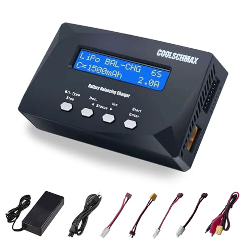 Balance Battery XT60 Charger Discharger, Cell Meter Resistance Tester for 1-6S LiPo, LiFePO4, Li-ion, LiHv, 1-15S NiMH, NiCd, 1-10S Pb, for Drone RC Car