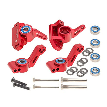 RC Alloy Caster Block&Steering Blocks&Rear Stub Axle Carriers for Traxxas 1/10 2WD Slash, Stampede, Rustler, Nitro Slash-Replaces Part 3736 3632 3752 - color: Red