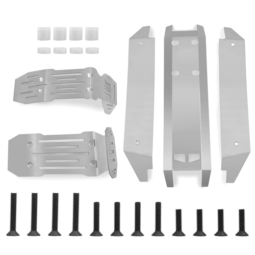 RCLIONS Stainless Steel Front Rear Center Skid Plate Chassis Protector Guard Armor for 1/6th XRT 8S RC Crawler Car Upgrades