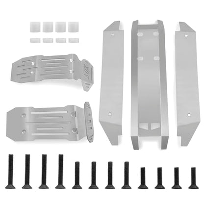 RCLIONS Stainless Steel Front Rear Center Skid Plate Chassis Protector Guard Armor for 1/6th XRT 8S RC Crawler Car Upgrades