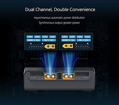 ToolkitRC M6D Dual-Channel 15A x 2 DC Balanced Charger Output 1-6s 250W High Power Density 5mV Small Size Charger