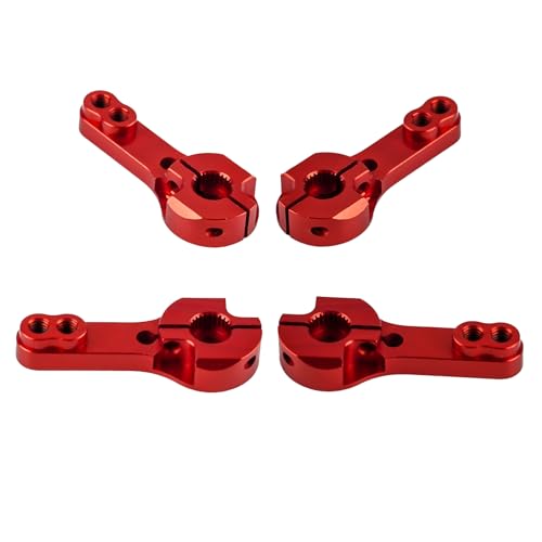 25T Metal Servo Arm Adjustable Split-Clamp Hard Aluminum Servo Horn Compatible with Standard Servos for RC Buggy/Car/Truck/Truggy (Pack of 4pcs, Red)