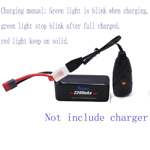 Blomiky 2 Pack 11.1V 3S 2200mAh 30C Shorty Li-PO Rechargeable T Plug Battery with XT60 Converter Suitable for MJX HP141 14209 14210 14301 14211 RC Trucks /3S 2200mAh T Shorty 2