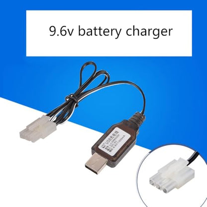 USB Charging Cable for 9.6V NiMH NiCD Remote Car Battery with Safety Protections and Charging Statuses Indicators