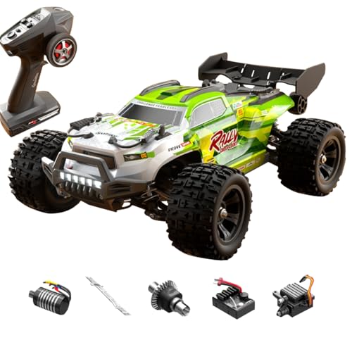 SCY 1:18 Brushless RC Car 4WD – 60km/h High-Speed All-Terrain Off-Road Monster Truck with LED Lights, Metal Gears, Rechargeable Battery, Full-Scale Remote Control for Adults (Green)