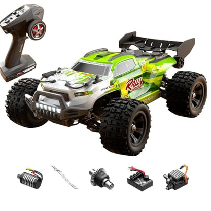 SCY 1:18 Brushless RC Car 4WD – 60km/h High-Speed All-Terrain Off-Road Monster Truck with LED Lights, Metal Gears, Rechargeable Battery, Full-Scale Remote Control for Adults (Green)