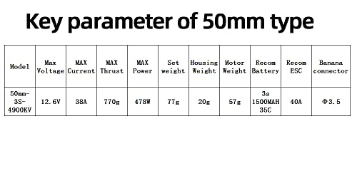 50mm EDF 4900KV 3S Maximum thrust770g,Brushless Motor, Applicable to RC Jet Aircraft - size: 50MM EDF, style: Motor Only