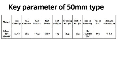 50mm EDF 4900KV 3S Maximum thrust770g,Brushless Motor, Applicable to RC Jet Aircraft - size: 50MM EDF, style: Motor Only