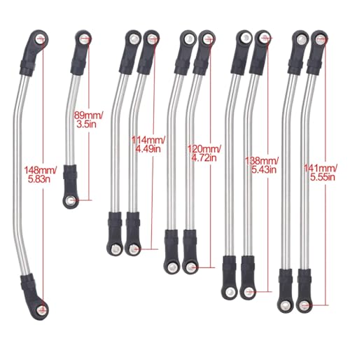RC Models Parts For Axial For SCX10 II 1/10 90046 313/324mm Metal RC Crawler Car RC Links Upper Lower Linkage For Chassis Link Set With Plastic Rod Ends(324mm) - size: 324mm