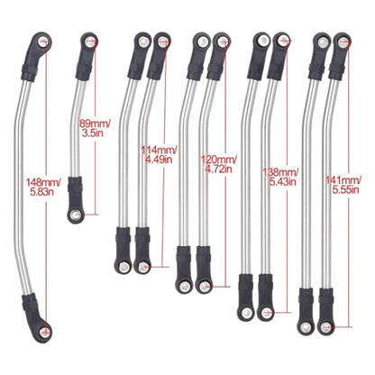 RC Models Parts For Axial For SCX10 II 1/10 90046 313/324mm Metal RC Crawler Car RC Links Upper Lower Linkage For Chassis Link Set With Plastic Rod Ends(324mm) - size: 324mm