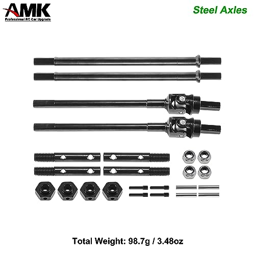 AMK Steel Rear Thickened Capra Driveshaft 4.4mm Bold UTB10 CVD Drive Shaft with Portal Stub Axles for 1/10 RC Crawler Axial Capra F9 Upgrades (Front + Rear + 4Pcs Stub Axle) - color: Front + Rear + 4pcs Stub Axle