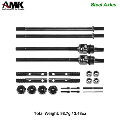 AMK Steel Rear Thickened Capra Driveshaft 4.4mm Bold UTB10 CVD Drive Shaft with Portal Stub Axles for 1/10 RC Crawler Axial Capra F9 Upgrades (Front + Rear + 4Pcs Stub Axle) - color: Front + Rear + 4pcs Stub Axle