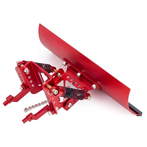 RC Snow Plow for TRX4M & SCX24, Adjustable Aluminum 1/18 1/24 RC Crawler Plow, Servo Operated Snow & Sand Shovel Upgrade, CNC Metal RC Plow Truck Accessory (Red) - color: Red