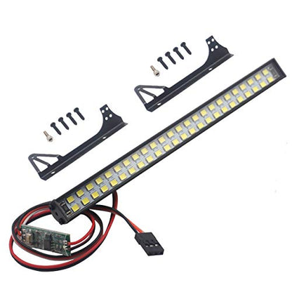 Vgoohobby RC Light Bar Roof Lamp Kit 48 Double Row Lights Compatible with Traxxas Slash Rustler Trx4 Axial SCX10 Tamiya D90 Gen8 1/10 RC Crawler (Wrangler Bracket)