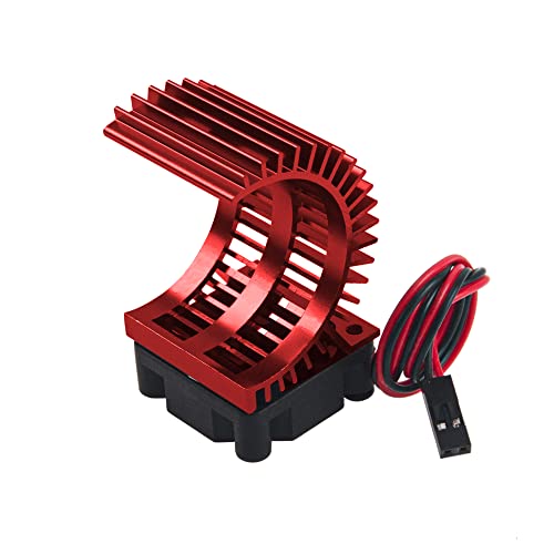 RC Motor Heatsink 540 545 550 Brushless Brushed Electric Engine Heat Sink with 5-6V Cooling Fan Compatible with Traxxas HSP HPI Wltoys Himoto Axial Tamiya 1/10 RC Crawler Truck Car (Red) - color: Red