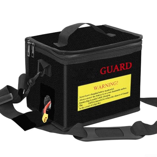 Fire resistant battery safety bag designed for lithium ion charging and storage, suitable for multiple For remote control lithium polymer batteries (215 * 165 * 145MM bring) - size: 215*165*145MM bring