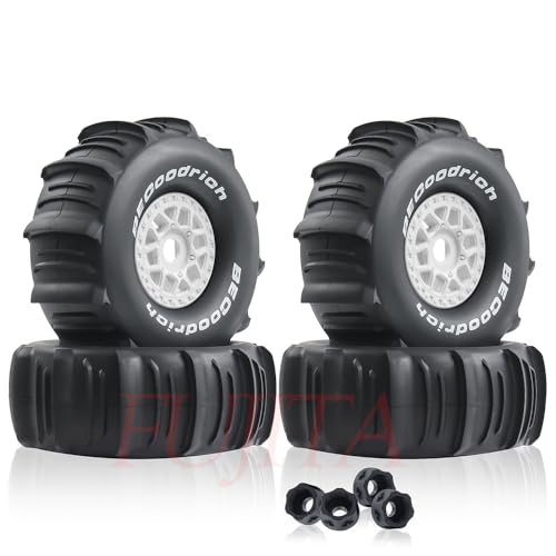 fujita 1/7 1/8 RC Off-Road Truck tyre Set Desert Beach Snow tyre 140mm OD for TRX UDR 85086-4 ARRMA Mojave EXB YK4072 4073 YKDF7 TB7 /17mm hex (White) - color: White