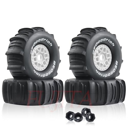 fujita 1/7 1/8 RC Off-Road Truck tyre Set Desert Beach Snow tyre 140mm OD for TRX UDR 85086-4 ARRMA Mojave EXB YK4072 4073 YKDF7 TB7 /17mm hex (White) - color: White