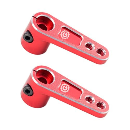 2PCS TGCWENG CNC Aluminum Alloy 25T Servo Horn 25 Teeth Steering Arm Horn Suitable with Losi Tamiya HPI HSP Redcat Axila SCX10 90046 TRX4 Etc 1/10 RC Crawler car (Red) - color: Red