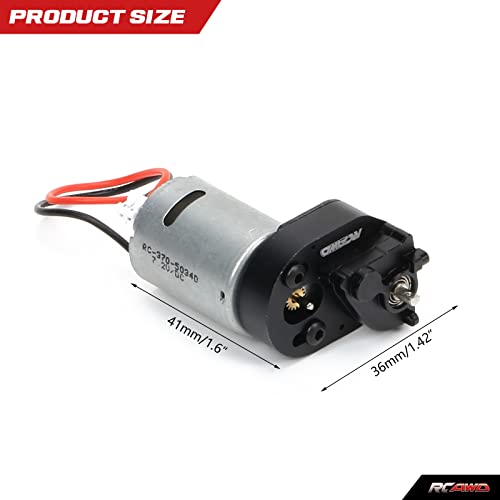 RCAWD SCX24 Upgrades 370 34T Electric Motor Carbon Brushed Motor & Center Gear Housing, Transmission with Steel Gears Parts for Axial 1/24#AXI90081#AXI00001#AXI00002#AXI00005#AXI00006 Black - color: Black