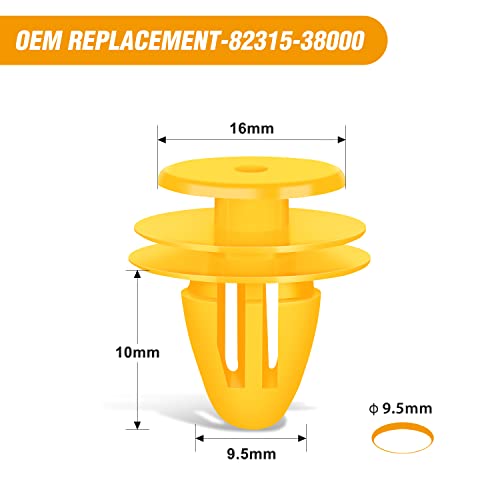 GOOACC 50Pcs 9.5mm Hole Door Trim Panel Retainer Clips | Compatible with Hyundai 82315-38000 Accent Azera Elantra Equus Santa Fe Sonata Tucson Veloster GM 94530565 - color: 50Pcs 9.5mm Clips