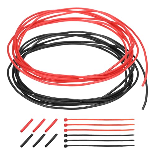 MECCANIXITY 26 Gauge Silicone Electrical Wire Cables, 26 AWG 5ft Black and 5ft Red Electrical Wires High Temp 600V 200C Flexible Stranded Tinned Copper Wires Automotive Cable with Accessories - size: 26 Gauge 2m/5ft