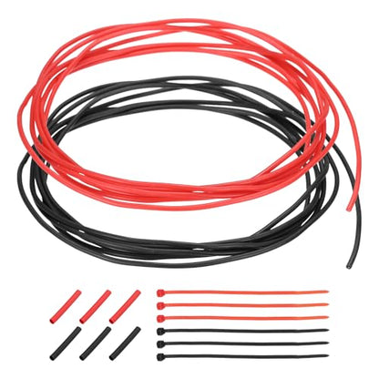 MECCANIXITY 28 Gauge Silicone Electrical Wire Cables, 28 AWG 5ft Black and 5ft Red Electrical Wires High Temp 600V 200C Flexible Stranded Tinned Copper Wires Automotive Cable with Accessories - size: 28 Gauge 2m/5ft