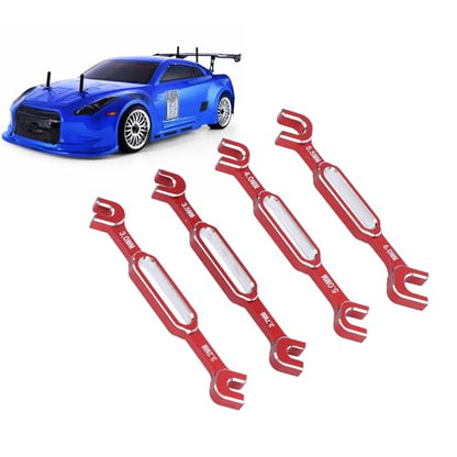 4PCS RC Turnbuckle Wrench, Turnbuckle Nut Ball Joint Remover Aluminum Alloy RC Repair Tool Set with 3.0 3.2 3.5 3.7 4.0 5.0 5.5 6.0mm (Red)