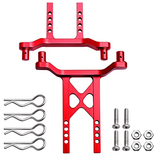Metal Aluminum Front & Rear Body Mounts Posts for 1/18 Traxxas LaTrax Teton SST, Replace Parts 7615 (Red) - color: Red