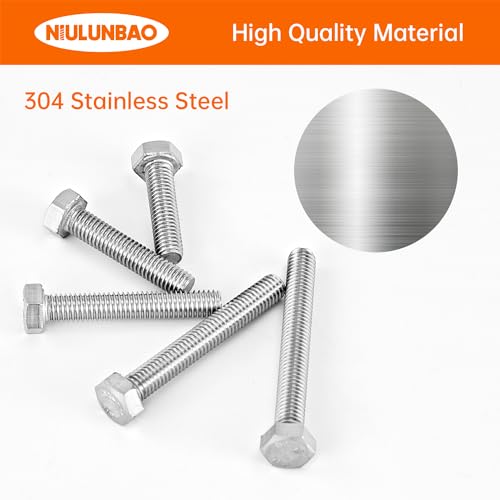 M5 x 20mm 25mm 30mm 35mm 40mm Heavy Duty Hexagon Bolts Hex Head Screws, 304 Stainless Steel, Metric Fully Thread, Machine, Bright Finish, Assortment Kit 50PCS - size: M5 x 20/25/30/35/40mm (50PCS)